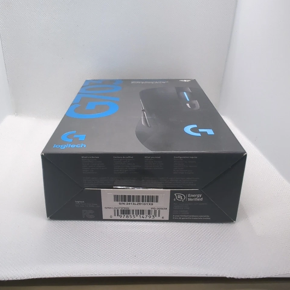 Logitech G703 LIGHTSPEED Wireless Gaming Mouse HERO 25K RGB Black NIB - Image 4 of 4