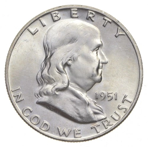 Choice Unc 1951 P Franklin Half Dollar Gem BU From Original Roll *4886