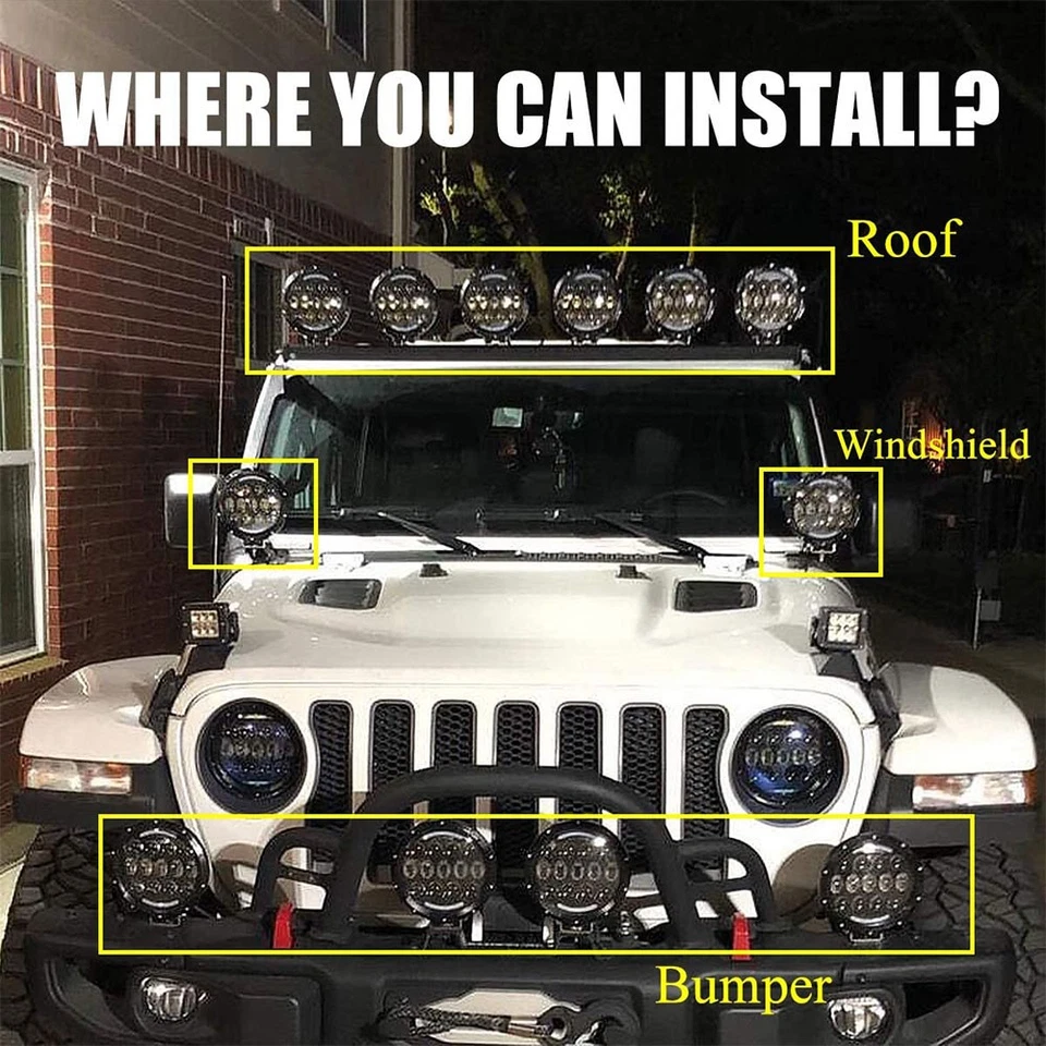 NEWEST For Dodge W100 W200 W300 Pickup 7inch Round LED Headlights Hi/Lo Beam - Image 3 of 4