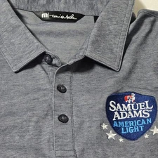 Travis Mathew Polo Men’s XL Samuel Adams Gray  Light Beer Short Sleeve