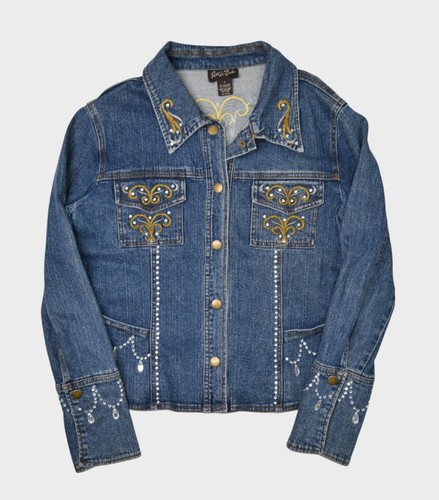 Pattie LaBelle Jacket Womens Small Denim Jewels Embellished Embroidered Jean