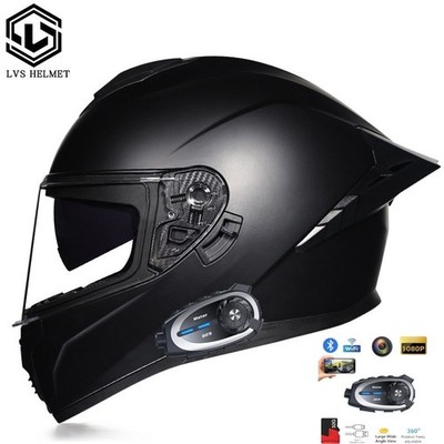 Bluetooth Full Face Helmet with Camera and Intercom for Motorcycle Adventures