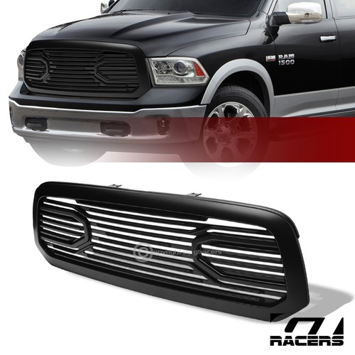 For 2013-2018 Dodge Ram 1500 Matte Black Big Horn Front Hood Bumper Grill Grille - Picture 1 of 12