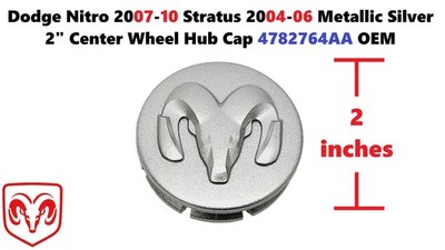 Dodge Nitro 07-10 Stratus 4-06 Metallic Silver 2'' Center Wheel Hub Cap 4782764AA