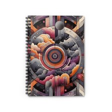 Spiral Notebook Ruled Line Purple Orange Gray Abstract Style Design 9 Gift