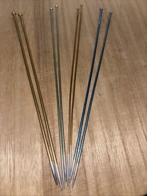 Vintage Lot 4 Sets Aluminum Knitting Needles Germany Inoxal Silver Tips 0 2 4 4