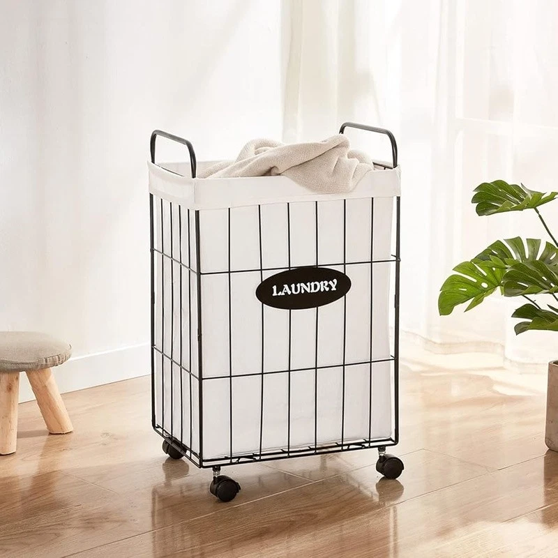 Rolling Laundry Hamper W/ Lockable Wheels Folding Storage Basket Organizer New - Image 4 of 4