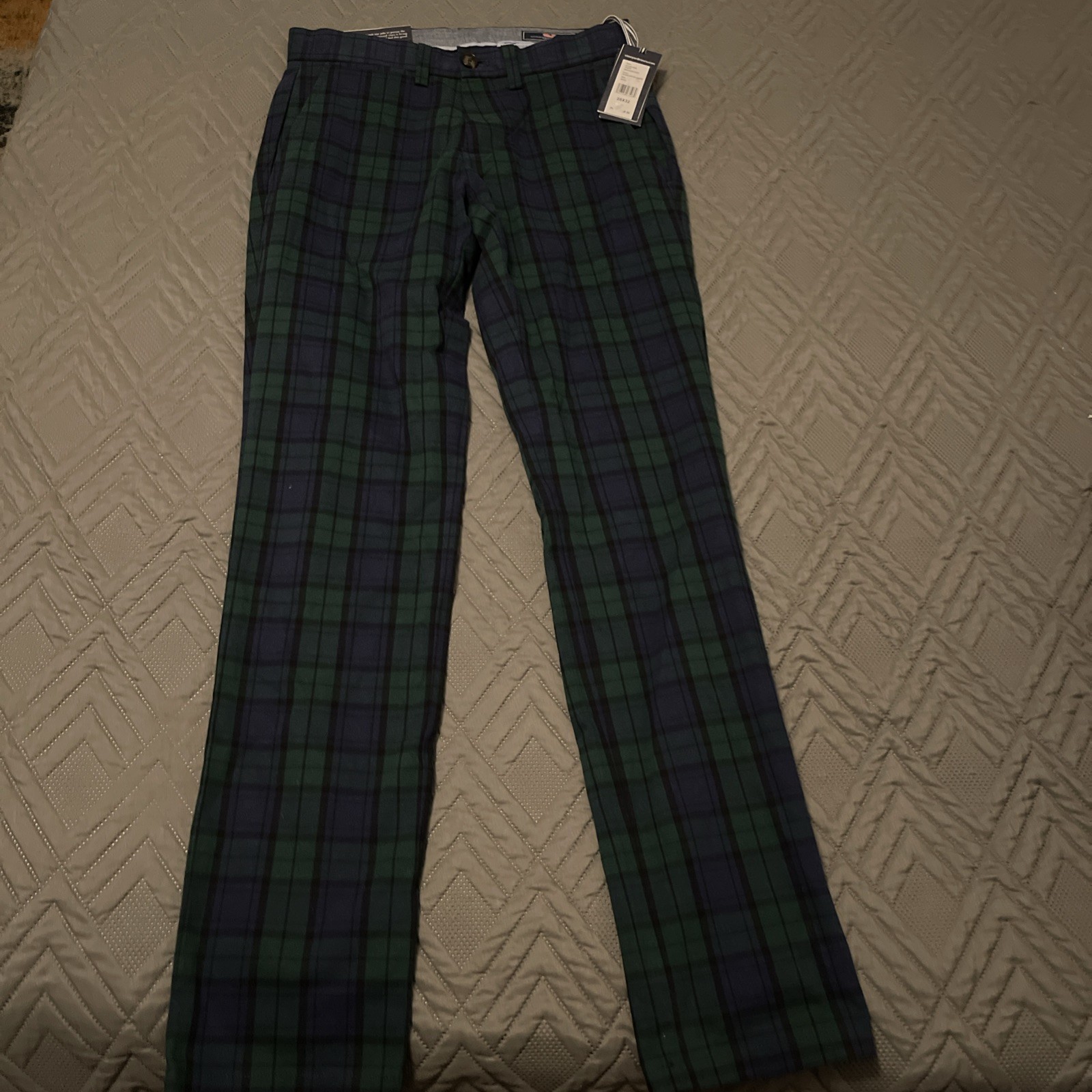 NWT $98.50 Vineyard Vines Men's Breaker Pant Stretch Black Watch Plaid 28x32