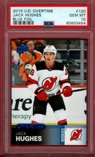 2019-20 UPPER DECK OVERTIME JACK HUGHES ROOKIE SILVER BLUE PSA 10 POP1 UNIQUE RC