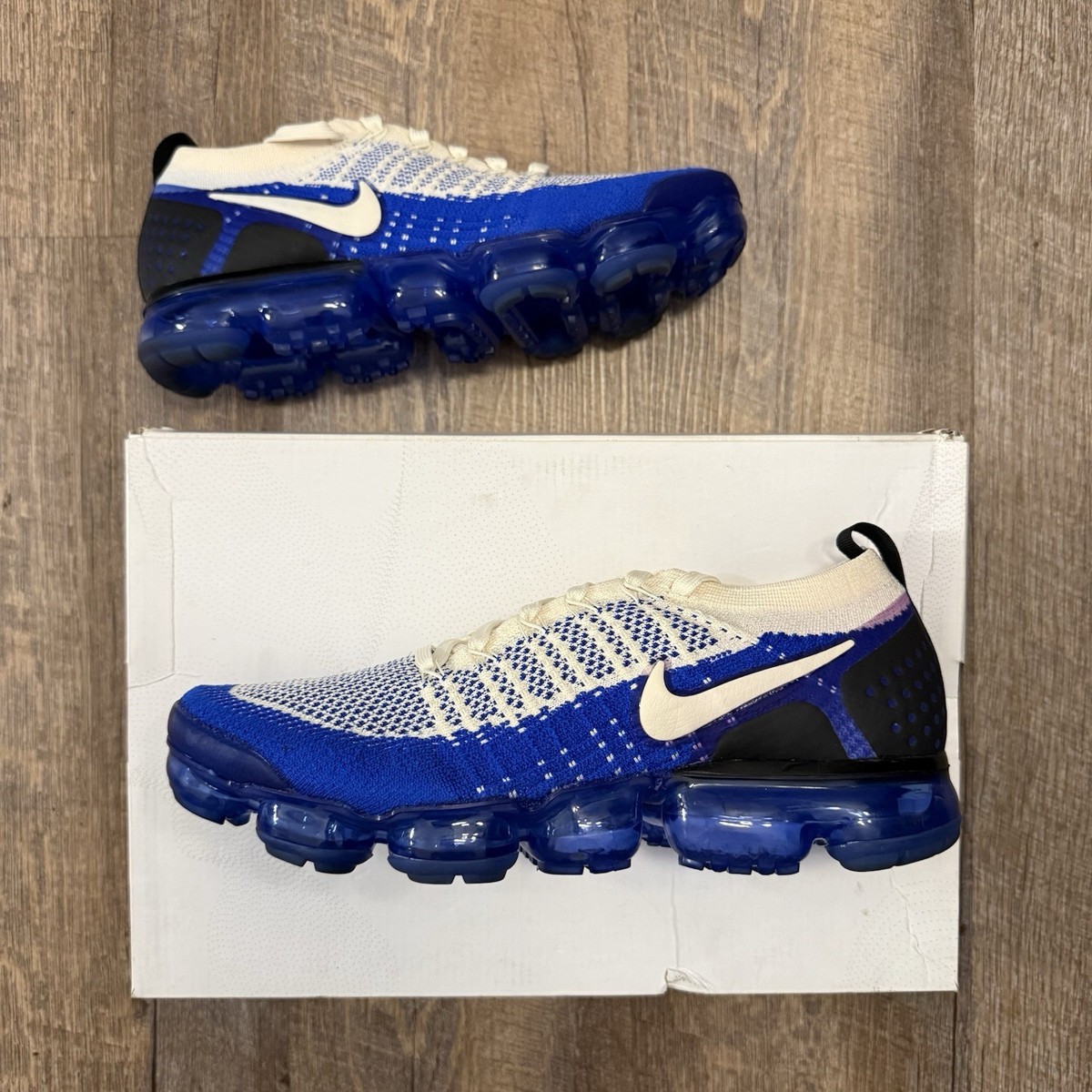 Nike Air VaporMax Flyknit Racer Blue Cream Size Sneakers w