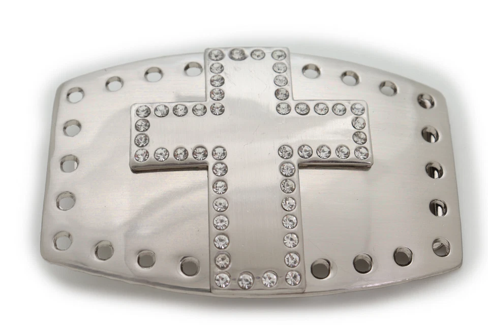 Uomo Abito Western Cintura Fibbia Argento Croce Strass Matrimonio Chiesa Formale - Immagine 4 di 4