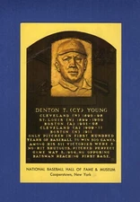 CY YOUNG, Spiders~Indians~Red Sox ~ 1964 HOF postcard Curteichcolor GREEN ink B