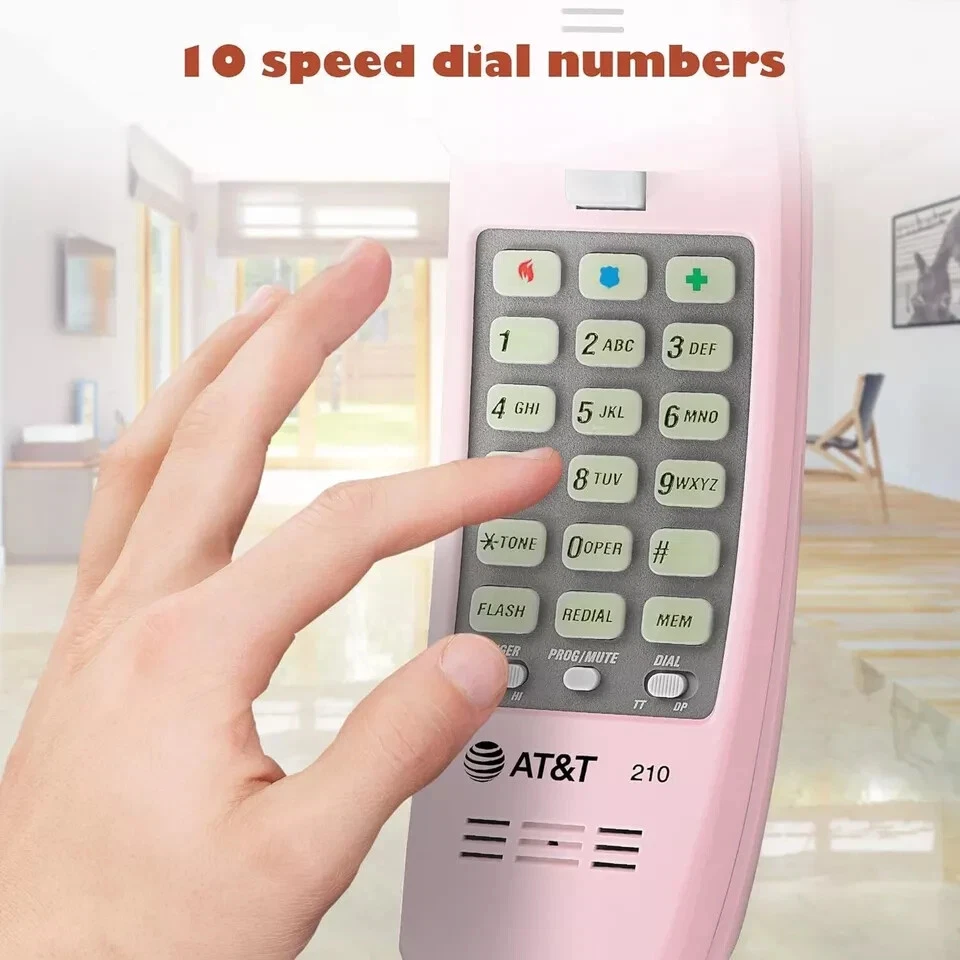AT&T 210 Basic Trimline Corded Phone Single Line No AC Power Required Pink - Image 2 of 4