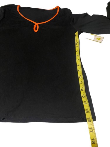 Trina Turk Recreation Top Women Large Long Sleeve Orange Neckline Trim Shirt NEW - Picture 12 of 19
