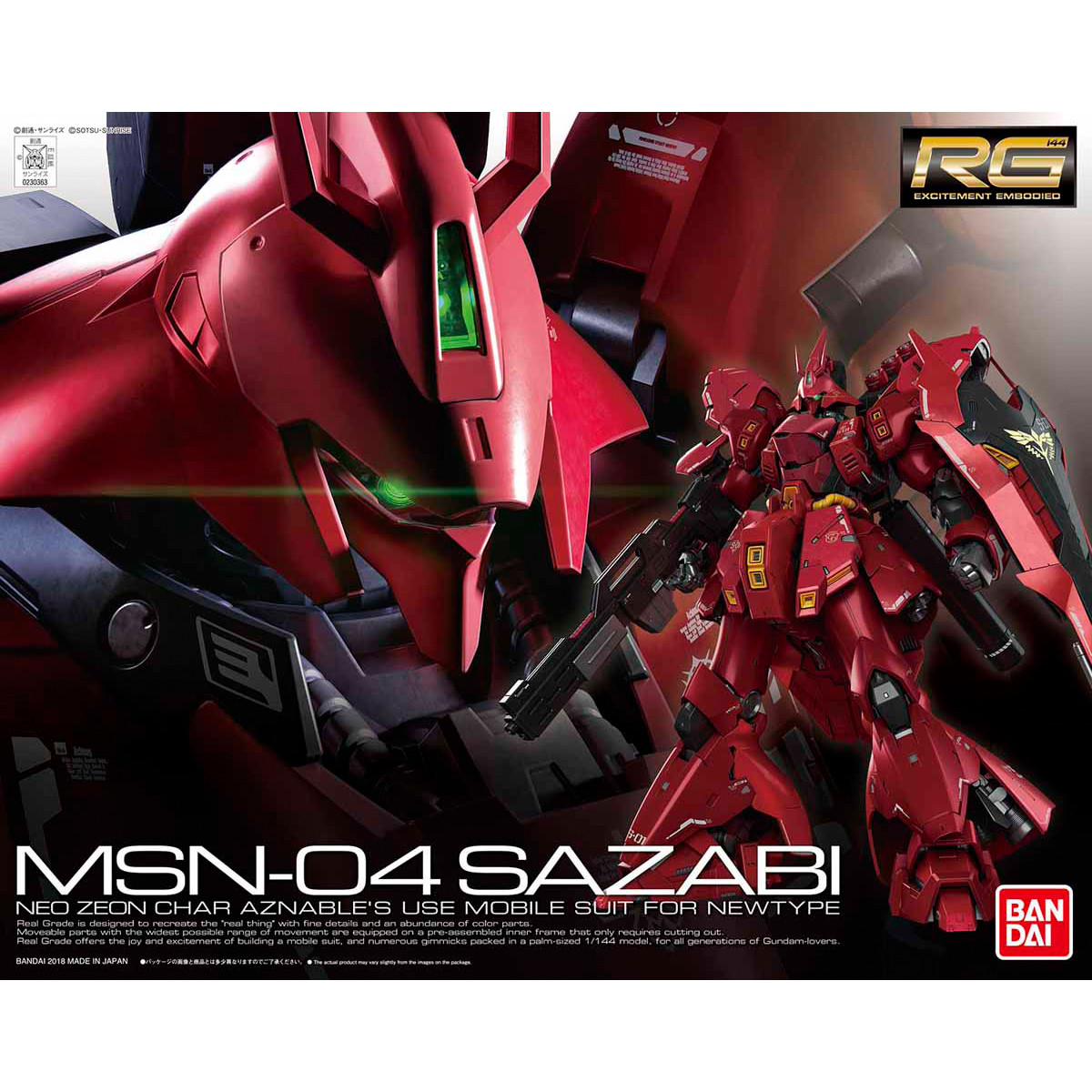 BANDAI RG 1/144 MSN-04 SAZABI Plastic Model Kit Gundam CCA NEW