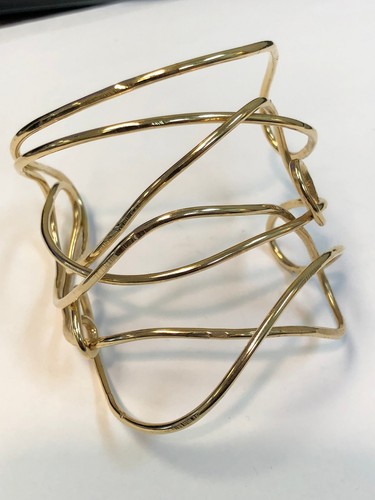 Vintage Gold Plated Wire Wide Sleeve Cuff Bracelet - Picture 3 of 10