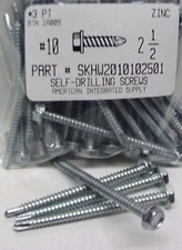 #10x2-1/2 Hex Washer Head Self Drilling Screws Steel Zinc Plated (250)