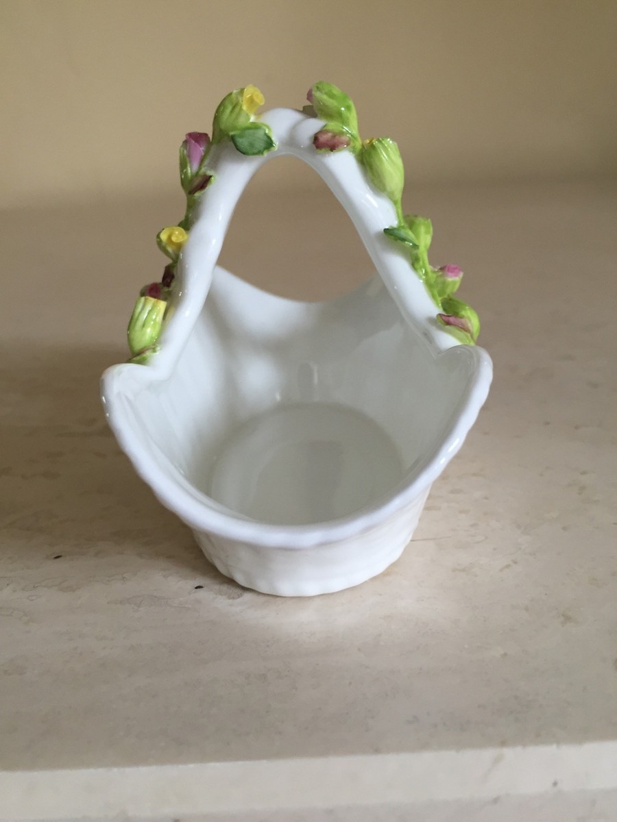 Vintage Coalport Miniature Basket w/ Flowers Figurine Bone China