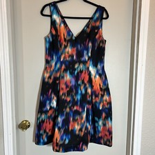 Calvin Klein Women's Fit And Flare A-Line Dress Multicolor Wire Sweetheart Neck