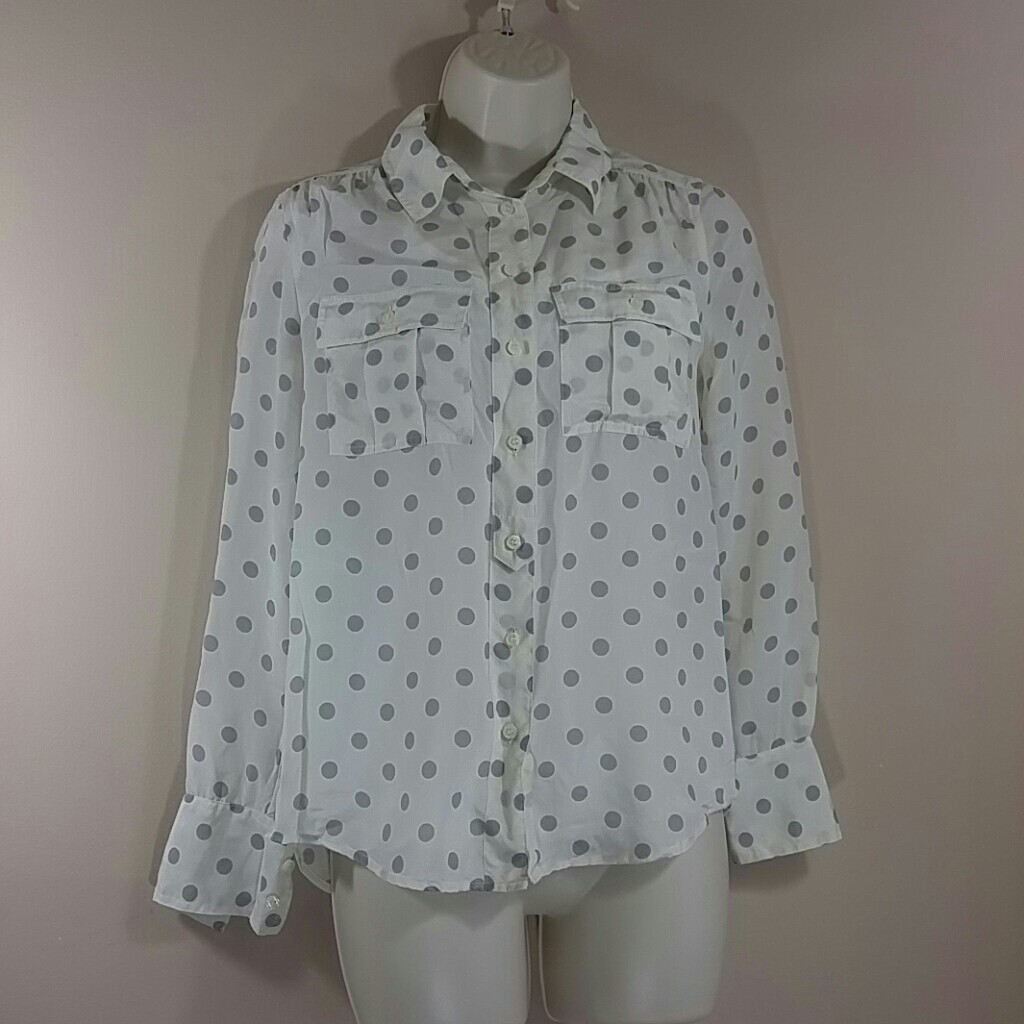 J Crew womens semi sheer silver polka 