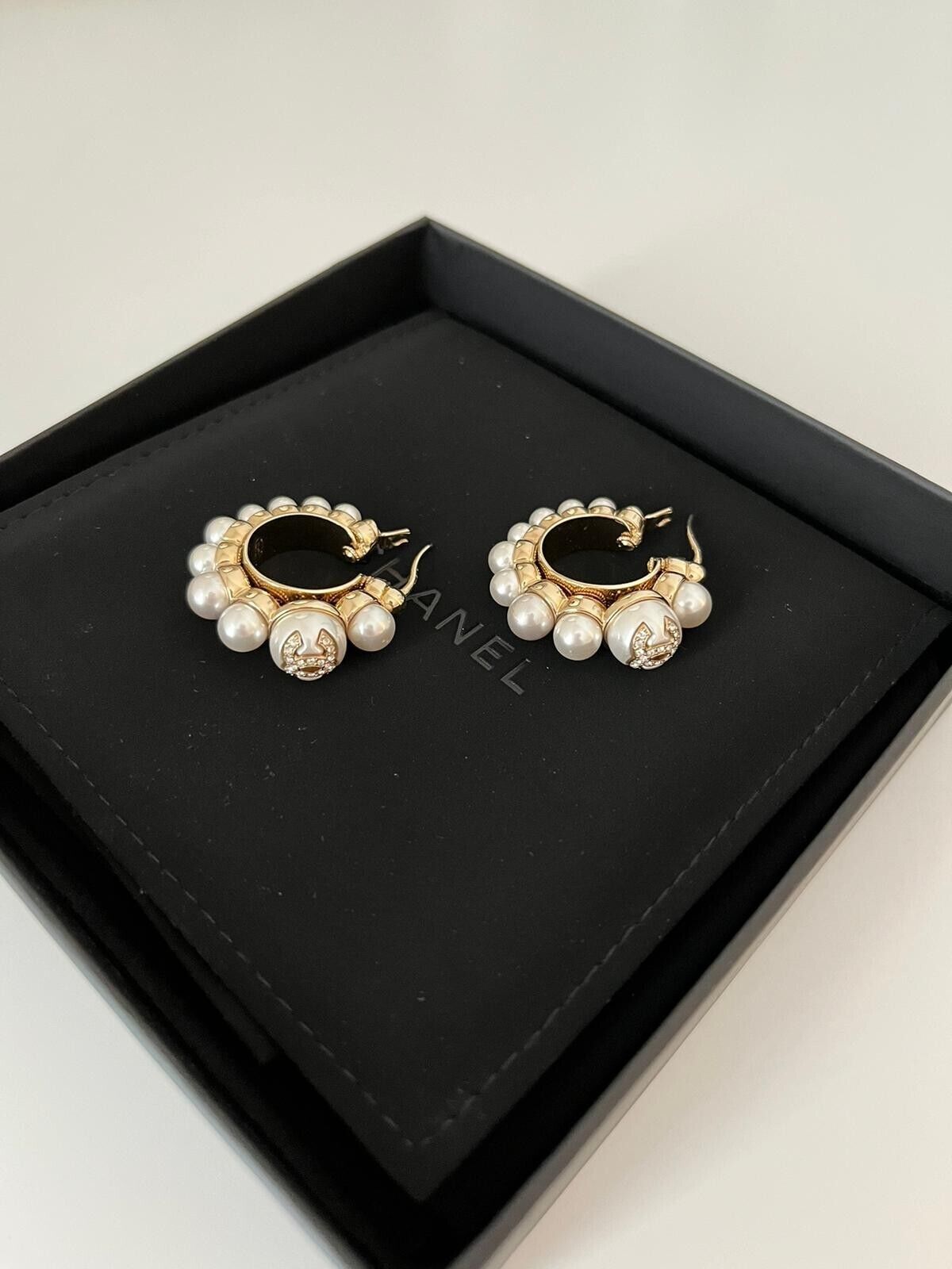CHANEL costume jewelry  gold  pearly white CC logo earrings Womens  Fashion Jewelry  Organisers Earrings on Carousell