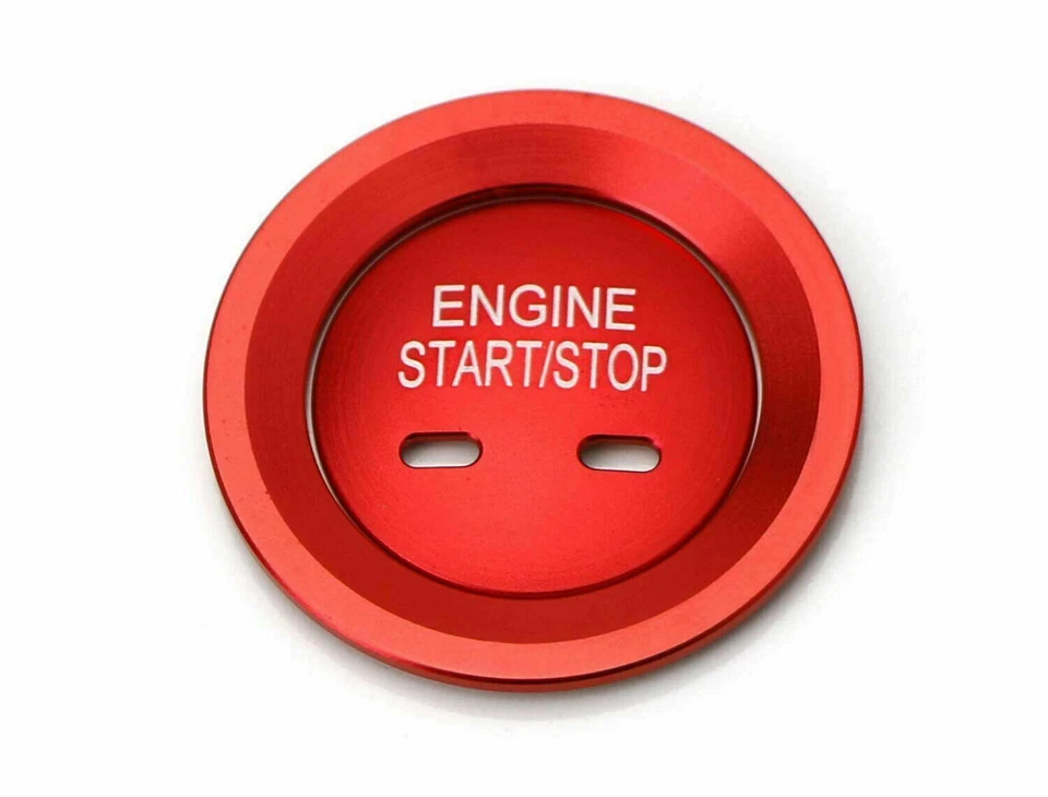 Anillo de cubierta de moldura de botón de arranque/parada del motor rojo sin llave para Cadillac Chevy GMC Foto 3 de 4