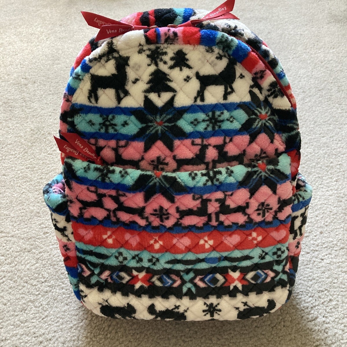 NEW Vera Bradley NORDIC STRIPE Fleece Small Backpack Purse 