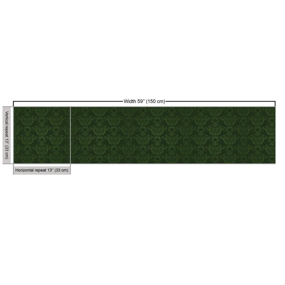 Renaissance Swirls Hunter Green Fabric - Victorian Damask Rococo ...