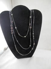 Silpada Sterling Silver Beads Hematite Triple strand Necklace 38" RETIRED 925