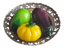 Handblown Art Glass Vegetables and Fruit Figurines, Murano Art Glass Style,  