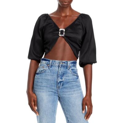 Hosbjerg Womens Elora V-Neck Short Blouse Crop Top Shirt BHFO 5909