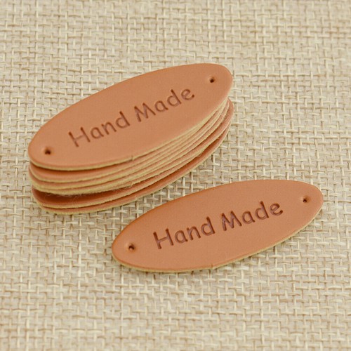 50PCS HANDMADE PU Leather Labels Tags Clothing Garments Bags Shoes Sewing Craft - Picture 9 of 20