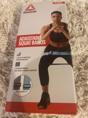 Reebok Adjustable Squat Bands 2-Pack, Adjustable Resistance Levels, No-Roll Desi - Picture 2 of 2
