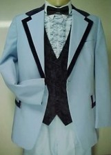 2 tone LIGHT BLUE TEXTURED 4pc RETRO AFTER SIX TUXEDO VINTAGE MENS or BOYS