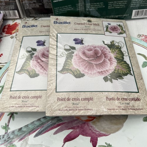 8 Bucilla Cross Stitch Kits Plus Bonus Table Topper Flowers Fruit Xmas - Picture 6 of 9