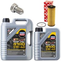 MotoröL Filter Set 4100 5W-40 Liqui Moly 6 Liter + Schraube FüR Skoda Superb 2.5