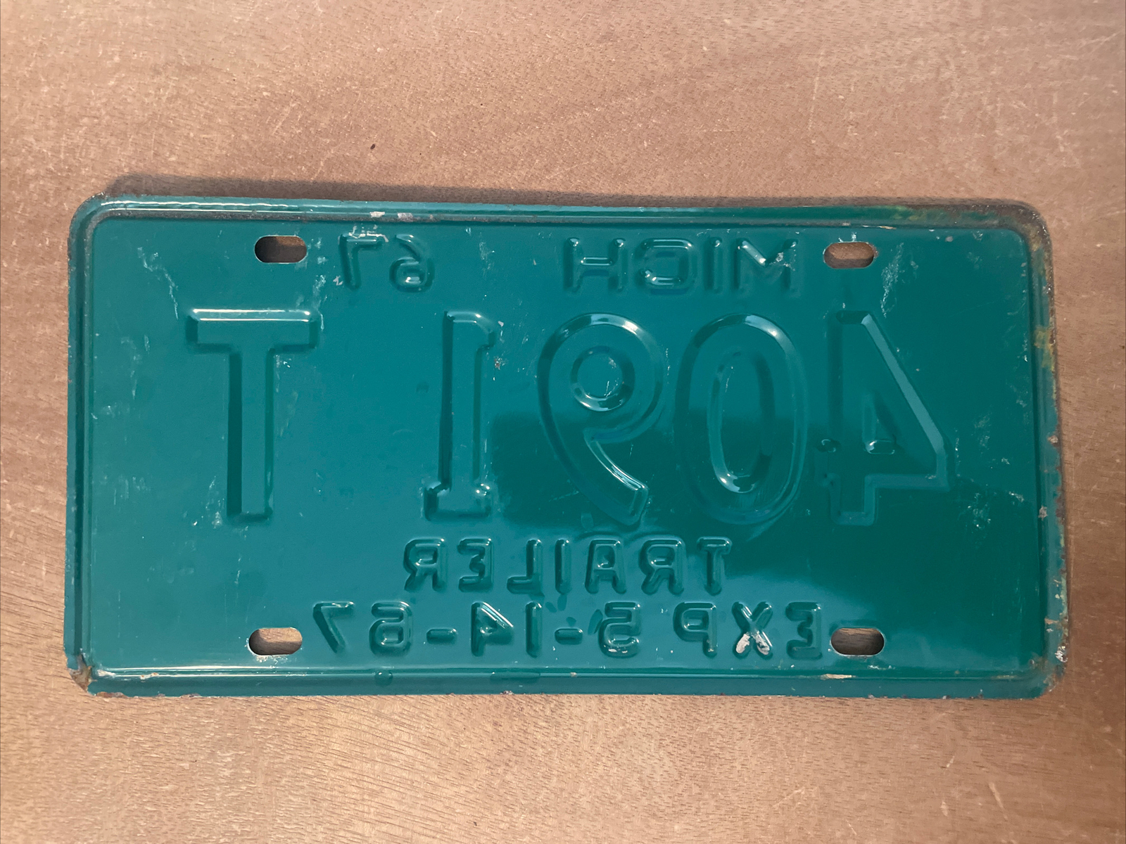 1967 Michigan License Plate Commercial Half Year Trailer 4091 T eBay