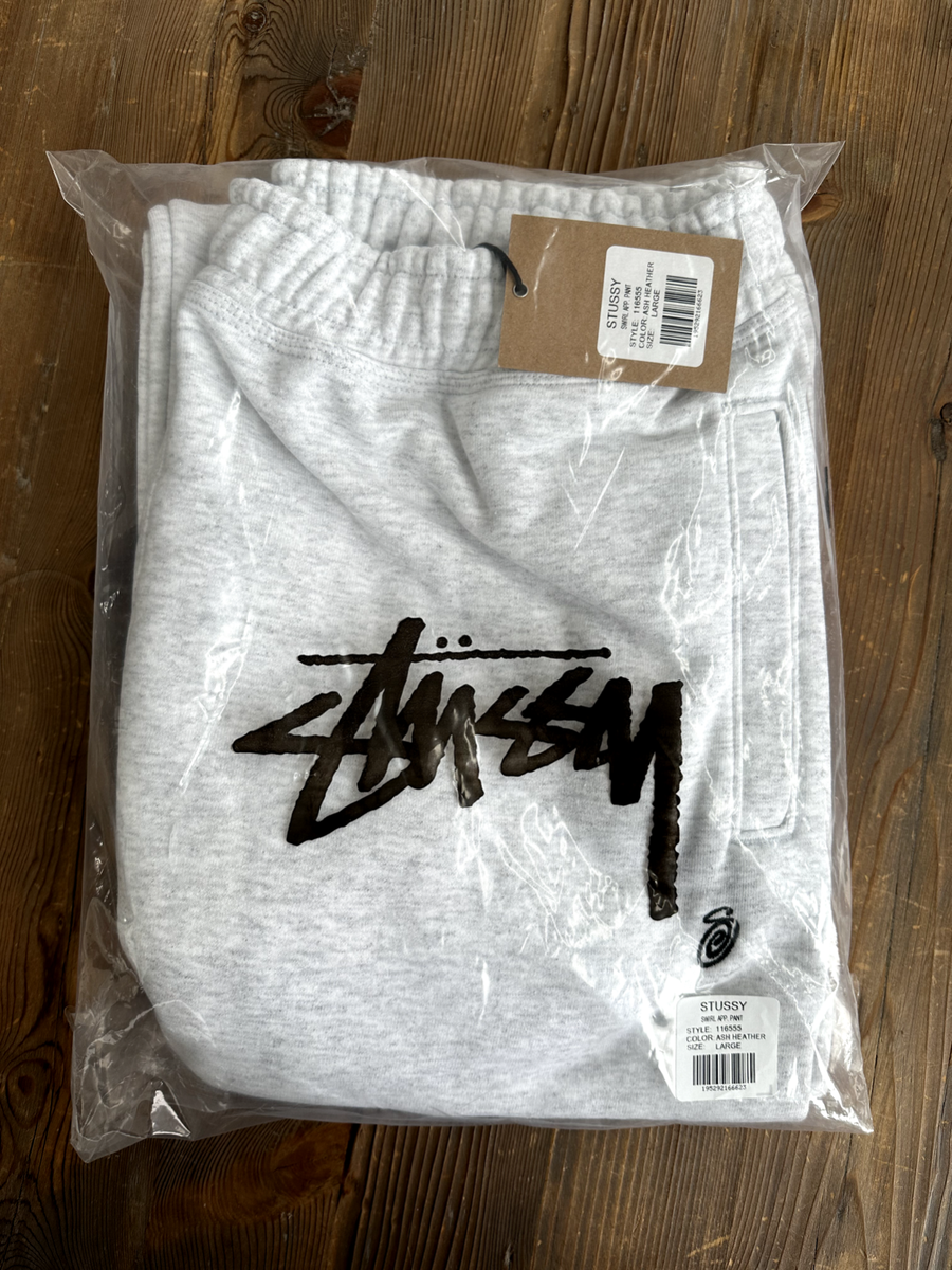 RARE Sold Out Stussy Swirl Applique Sweatpants Large Ash Heather 