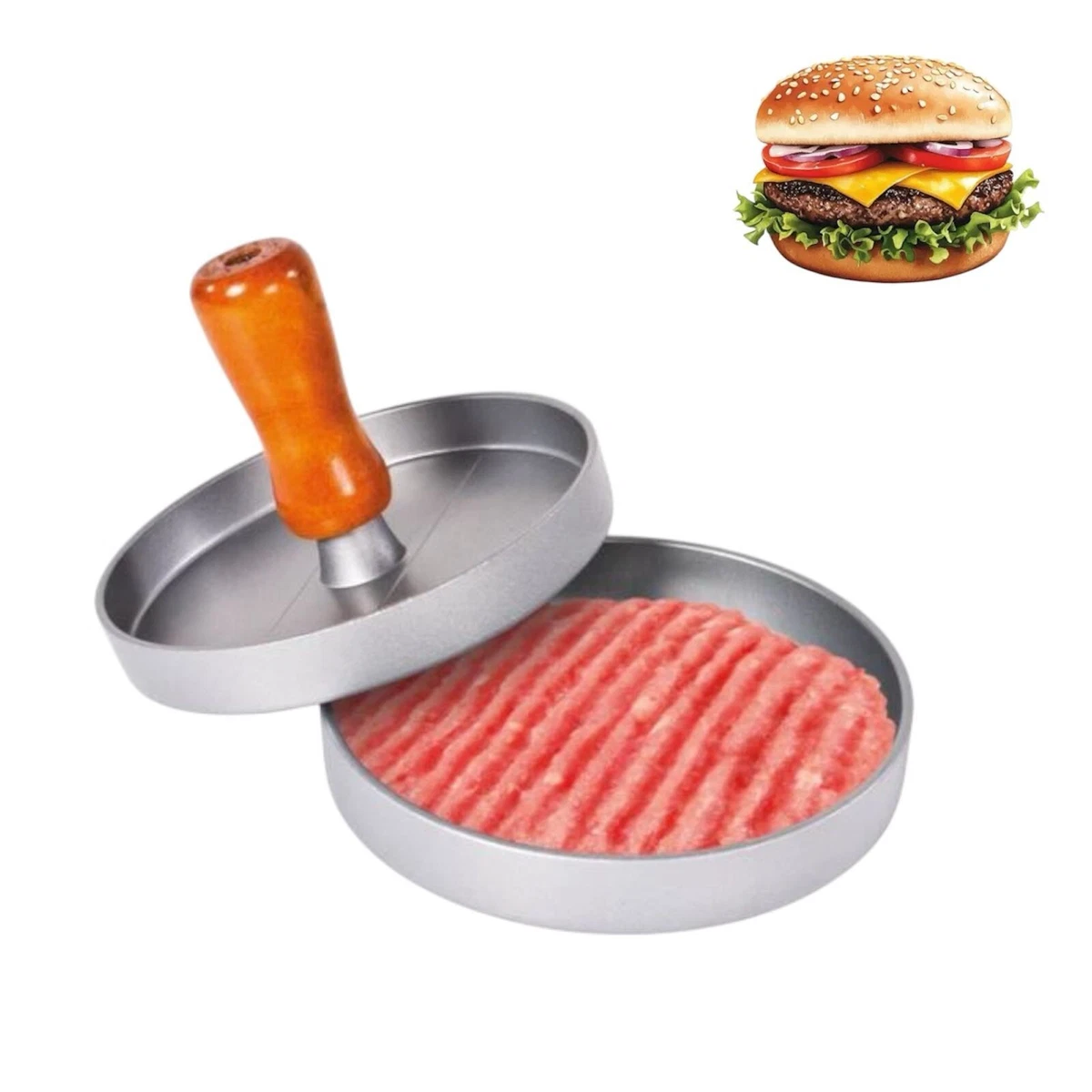 Pressa Per Hamburger In Alluminio Con Rivestimento Antiaderente E Manico Rimovibile – Perfetta Per Burger Fatti In Casa