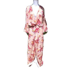Elvi Wrap Dress Womens Size 6 Maxi Red Pink Premium Floral Print Viscose Stasis