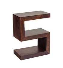 Dakota Solid Mango Wood S Shape Bookcase Display Unit in Walnut