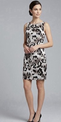 Ann Taylor Women s Gray Animal Print Sleeveless Silk Blend Sheath Dress Size 10