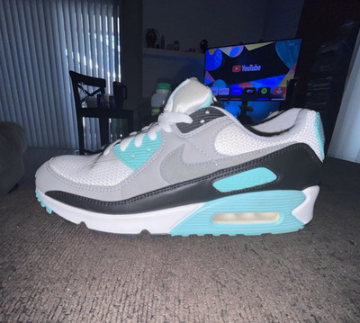 Nike Air Max 90 (Woman s Size 9 1/2 ) Gray/White/Black/Turquoise