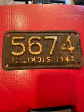 Harley Knucklehead Flathead Vintage 1942  Motorcycle license Plate Illinois