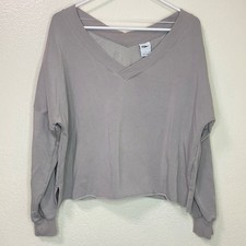 Nike Yoga Luxe Oversized V Neck Sweatshirt Taupe Womens Size Small Fleece