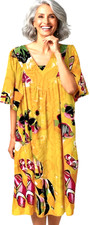 Saybury MuuMuu Dress Womens L Pullover Caftan Pockets House Patio Yellow