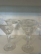 Set of 4 Godinger DUBLIN Shannon Crystal 6 3/4" MARTINI 7 oz Glasses Excellent