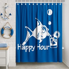 Funny Fish Shower Curtain 72x72 Blue Ocean Sea Animal Polyester Hooks