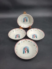 Festive Set of 4 Vintage Thomson Pottery Ceramic Snowman 7" Soup Bowls