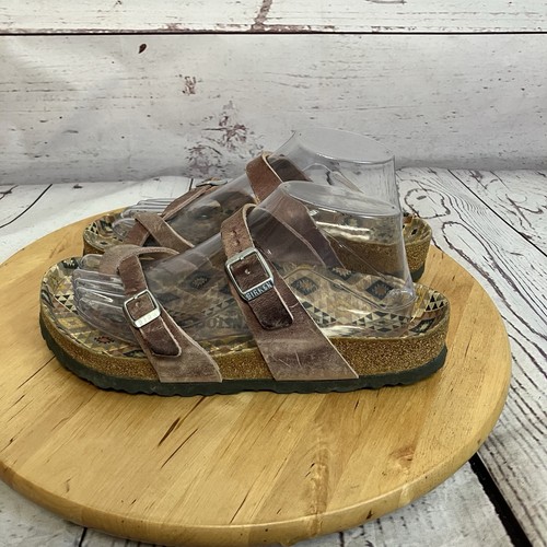 BIRKENSTOCK Mayari Brown Leather Sandals Comfort Slide Womens Sz 39 US 8 - Picture 4 of 8